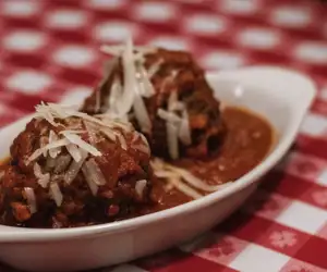 grandma's meatballs at Lombardi's NYC.